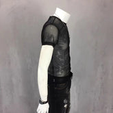 Hearujoy New Men's T-shirt Trend Breathable Mesh Hollow Slim Fit Bottoming Sweatshirt Male Fitness Sports Quick-drying Short-sleeved Top